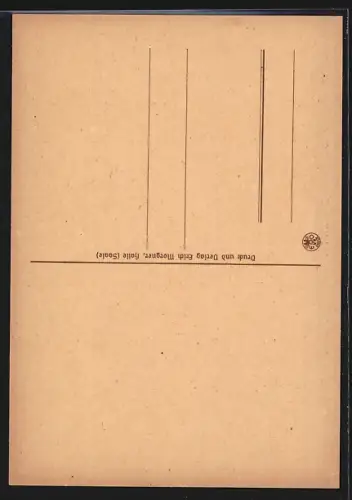 AK Halle / Saale, Böllberger Mühle, Bleischnitt von Otto Wittke