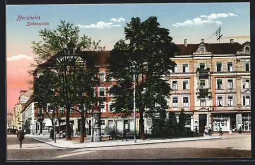 AK Pforzheim, Strasse am Sedansplatz