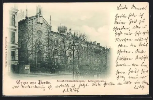 AK Berlin-Tiergarten, Elisabethkrankenhaus in der Lützowstrasse