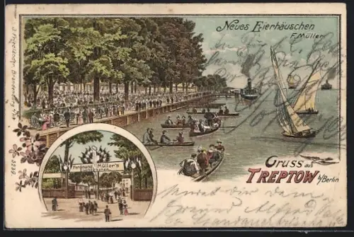 Lithographie Berlin-Treptow, Restaurant Neues Eierhäuschen, Inh. F. Müller
