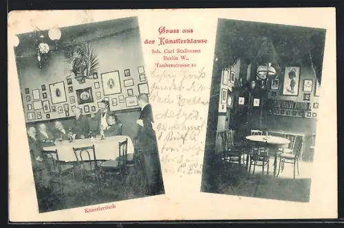 AK Berlin, Künstlerklause, Taubenstr. 10, Inh. Carl Stallmann