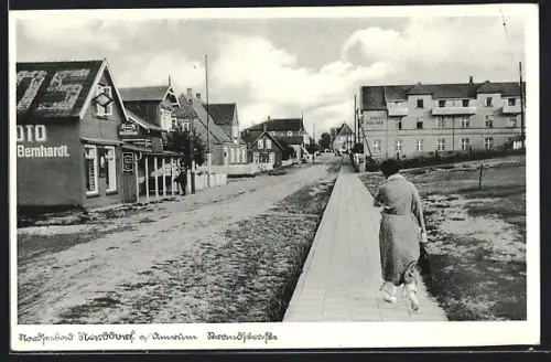AK Norddorf /Amrum, Strandstrasse mit Pension Seeblick u. Geschäftshaus Bernhardt