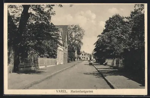 AK Varel / Jadebusen, Strasse am Gasthof Marienlustgarten