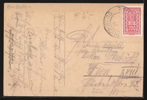 AK Puchberg am Schneeberg, Wasserpartie mit Ruderer und Blick zur Kirche