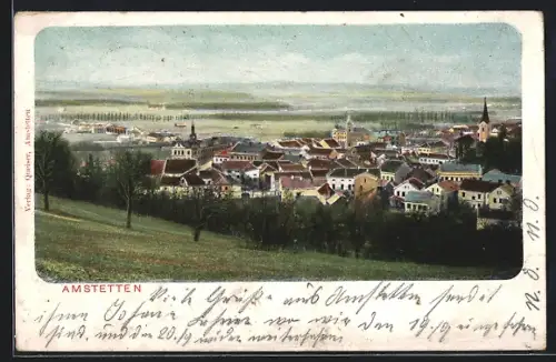 AK Amstetten, Blick vom Berg auf den Ort