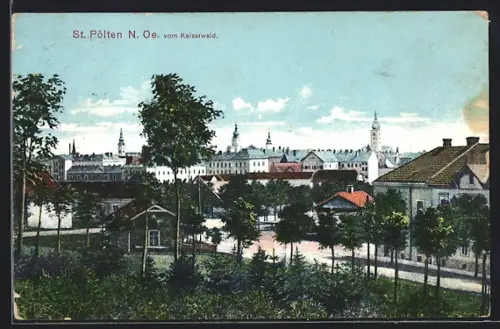 AK St. Pölten, Blick vom Kaiserwald auf den Ort