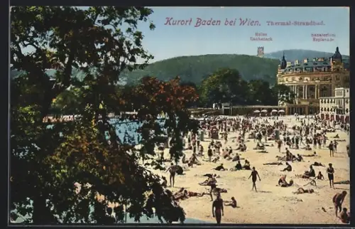 AK Baden, Strandleben am Thermalbad