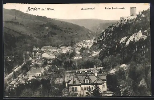 AK Baden bei Wien, Ruine Rauhenstein und Helenenthal