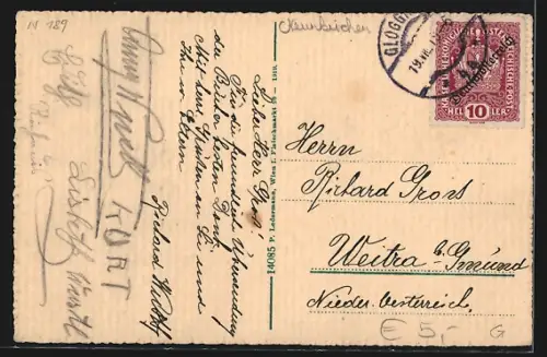 AK Kirchberg am Wechsel, Ortsansicht mit St. Wolfgangkirche