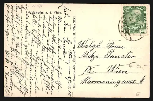 AK Waidhofen a. d. Ybbs, Teilansicht mit Kirche und Schloss