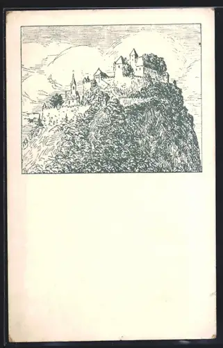 Künstler-AK Hochosterwitz, Blick auf Schloss