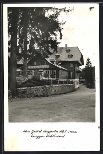 AK Bruck-Mürzzuschlag, Roseggers Waldheimat, Alpen-Gasthof Bruggraber Alpl