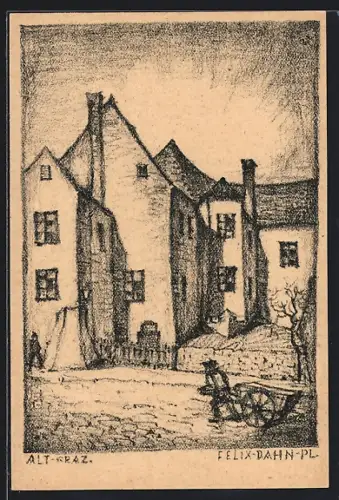 Künstler-AK Graz, Felix-Dahn-Platz