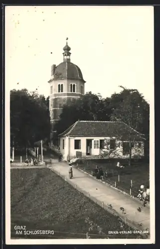 AK Graz, Am Schlossberg mit Strassenpartie