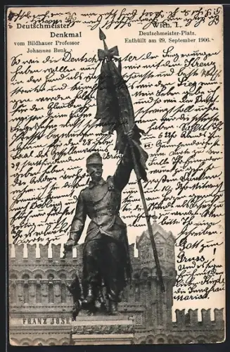 AK Wien, Deutschmeister-Denkmal am Deutschmeister-Platz 1906