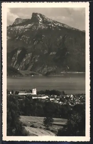 AK Mondsee, Teilansicht mit Schafberg