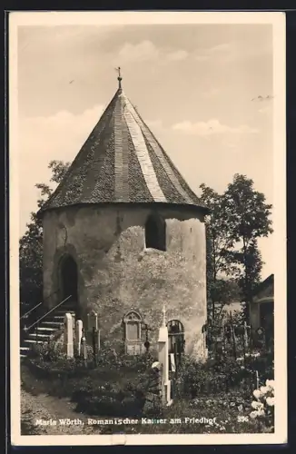 AK Maria Wörth, Romanischer Kamer am Friedhof