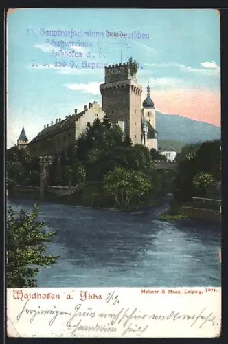 AK Waidhofen a. Ybbs, 15. Hauptversammlung des deutschen Schulvereins, Blick zum Schloss