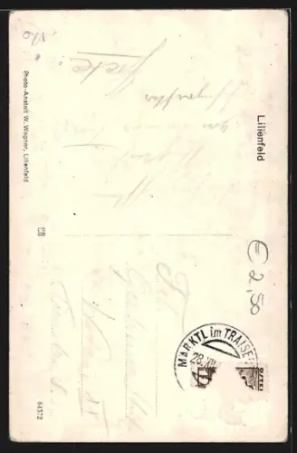 AK Lilienfeld, Ortspartie mit Turm im Winter