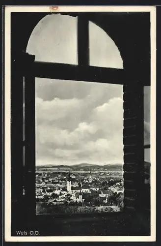 AK Wels, Teilansicht aus einem Fenster heraus