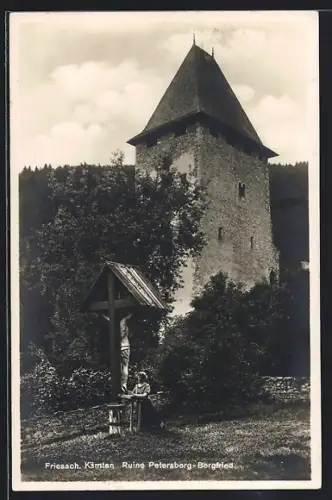 AK Friesach /Kärnten, Ruine Petersberg-Bergfried