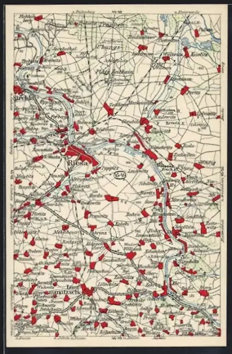 AK Riesa, Landkarte der Region um die Stadt