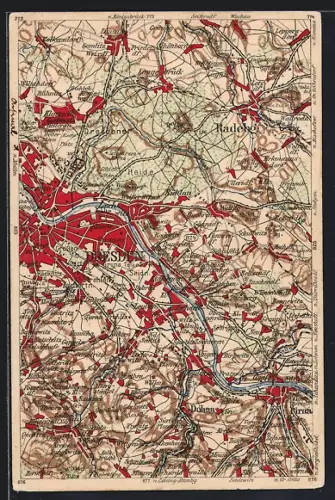 AK Dresden, Landkarte der Umgebung von Dresden, Wona-Verlag