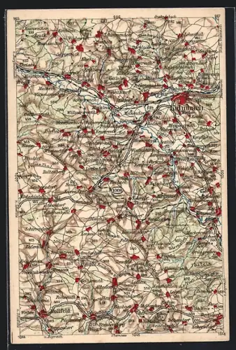 AK Kulmbach, Landkarte der Region südwestlich der Stadt, WONA-Karte