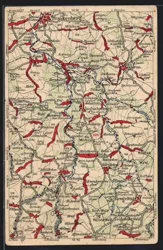 AK Frankenberg / Sachsen, Umgebungskarte, Wona-Verlag
