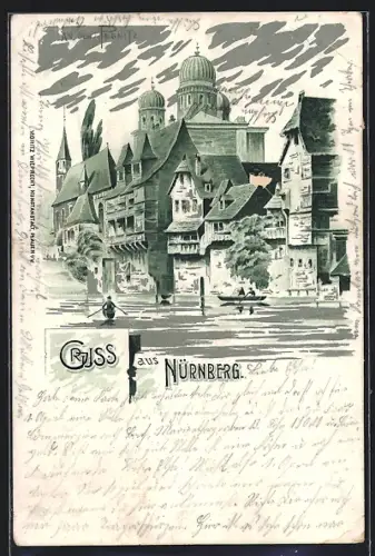 Lithographie Nürnberg, An der Pegnitz