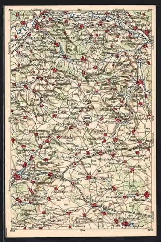 AK Lichtenfels, Wona-Karte 1007, Landkarte mit Wiesentfels und Schesslitz
