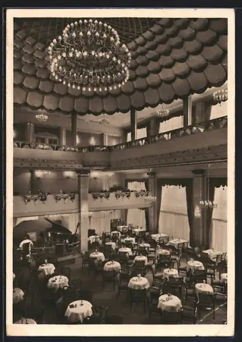 AK Berlin, Café am Zoo, Budapester Str. 9a, Blick in den grossen Saal