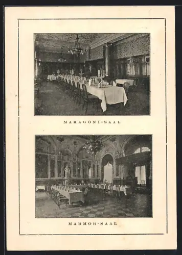 AK Berlin, Restaurant Bismarcksäle, Neue Grünstrasse 28, Inh. Hermann Dombrowski, Magahoni-Saal und Marmor-Saal