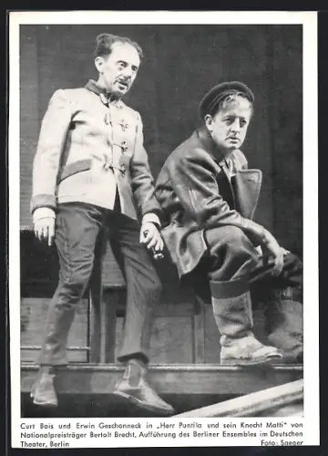 AK Berlin, Curt Bois & Erwin Geschonneck, Stück Herr Puntila und sein Knecht Matti, Berliner Ensemble, Schiffbauerdamm