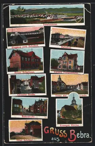 AK Bebra, Bahnhof, Bahnstrasse, Hotel Schlüter