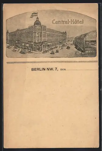 AK Berlin, Blick auf das Central-Hotel