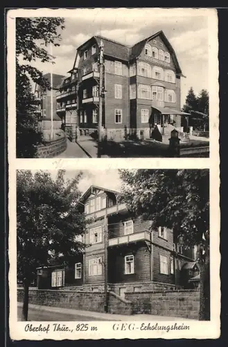 AK Oberhof /Thür., GEG-Erholungsheim, Vorder- und Rückansicht