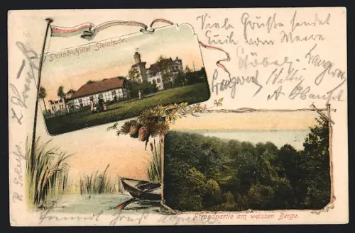 AK Steinhude, Strand-Hotel, Strandpartie am weissen Berge