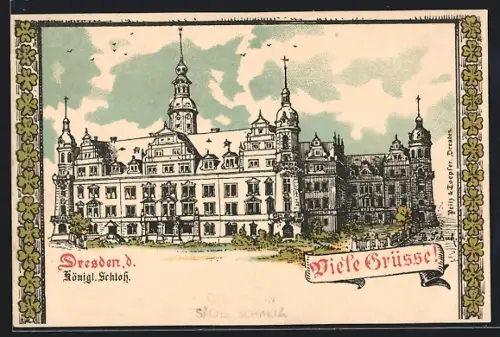Lithographie Dresden, Königliches Schloss