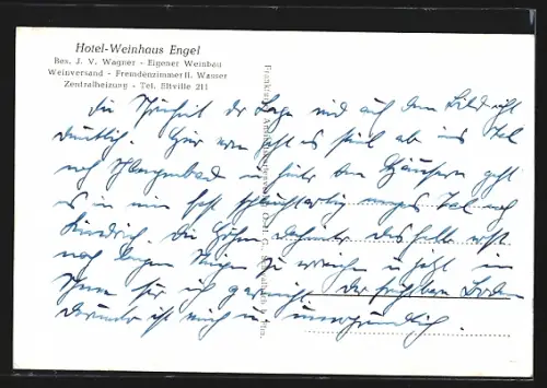 AK Rauenthal im Rheingau, Hotel-Weinhaus Engel, Inh. J. V. Wagner