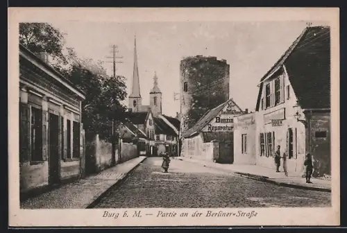 AK Burg b. M., Partie an der Berliner-Strasse