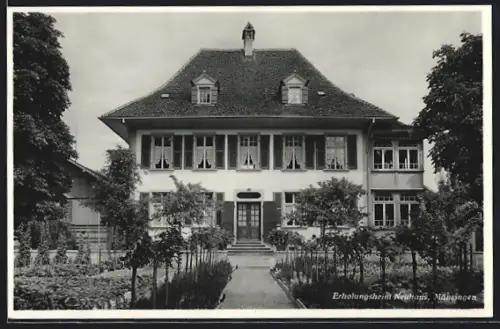 AK Münsingen, Erholungsheim Neuhaus mit Garten