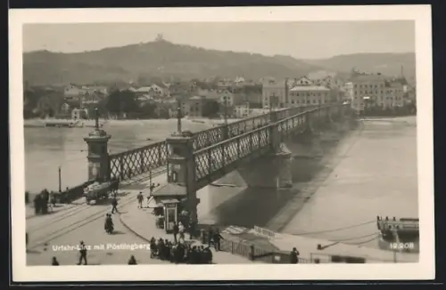 AK Linz, mit Pöstlingsberg und der Brücke