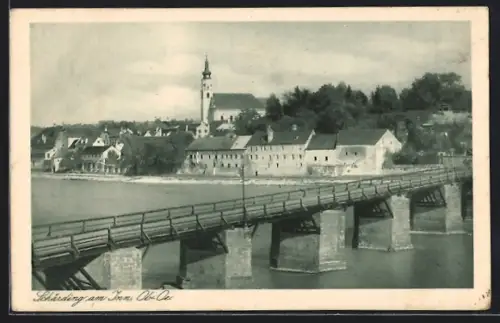 AK Schärding am Inn, Ortsansicht mit Flusspartie