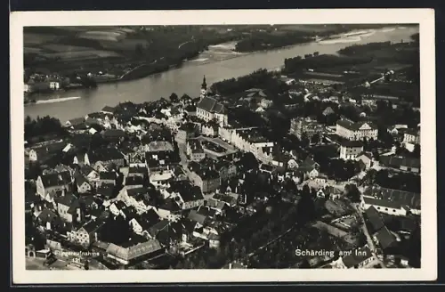 AK Schärding am Inn, Totalansicht vom Flugzeug aus