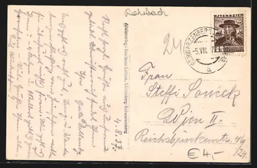 AK Schwarzenberg /O.-Ö., Ortsansicht von einer Anhöhe aus