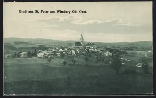 AK St. Peter am Wimberg, Gesamtansicht mit Umgebung aus der Vogelschau