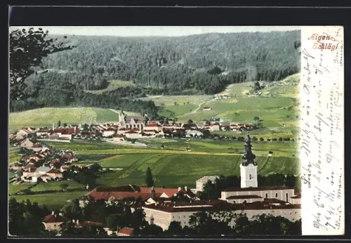AK Aigen-Schlägl, Gesamtansicht mit Stift Schlägl