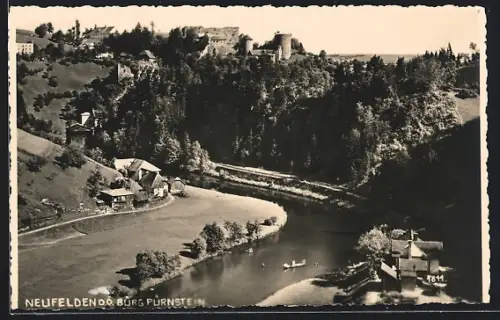 AK Neufelden /O.-Ö., Burg Purnstein mit Flusspartie aus der Vogelschau