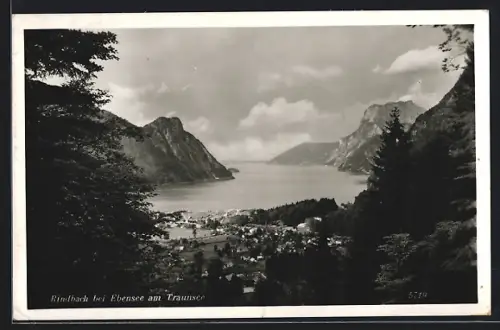 AK Ebensee am Traunsee, Rindbach bei Ebensee aus der Vogelschau